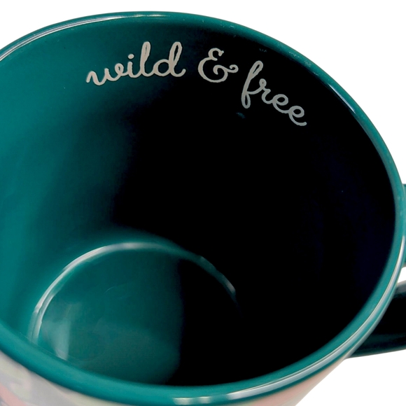 Opal House Wild & Free Mug Green Orange Birds Fruit Branches Stoneware 16 oz - Picture 6 of 7